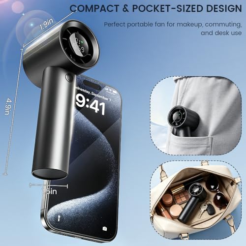 Dexmary Mini Handheld Fan with 199 Speeds & LED Display