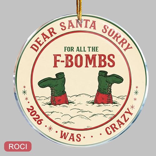 Funny Naughty Christmas Ornament - Dear Santa F-Bombs 3.6" Acrylic