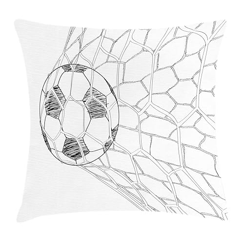 Ambesonne Soccer Throw Pillow Cover 16" x 16" - Black & White