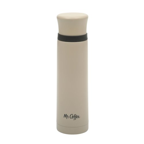 Mr. Coffee Silverleaf 23 oz Stainless Steel Thermal Bottle – Double Wall Vacuum Insulated Travel Mug with Leak-Proof Lid, Taupe – Hot & Cold Beverage Flask for Work, Commute, or Camping