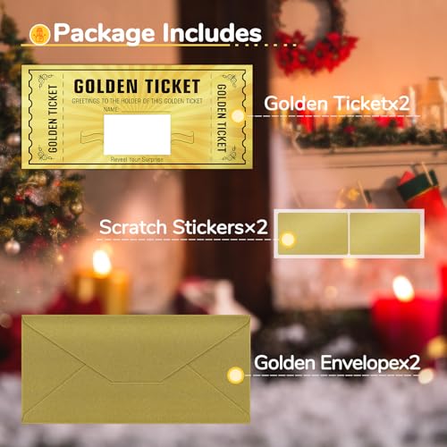 Golden Ticket Surprise Scratch Off Cards - 2 Pcs Gift Reveal Set