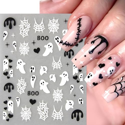 8 Sheets Halloween Spider Nail Art Stickers Self-Adhesive Ghost Decals