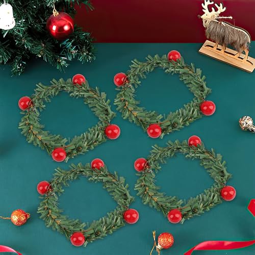 Christmas Wreath Napkin Rings - Set of 12 Berry Decor