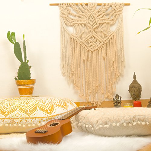 Mandala Life ART Bohemian Floor Cushion Cover - 32" Round Golden Lotus