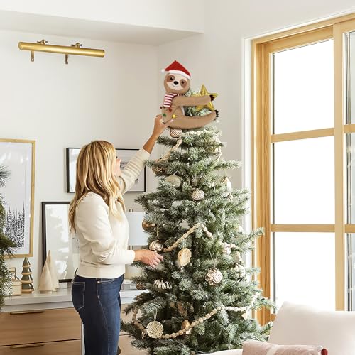 Sloth Christmas Tree Topper with Glitter Star - Holiday Xmas Decor, Unique & Cute