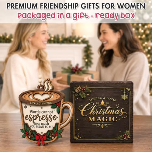 Friendship Christmas Ornament for Women - Best Friend Gift with Coffee Mug Design