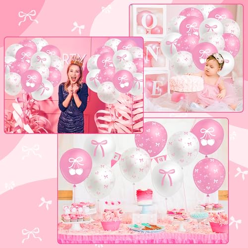 Pink Bow Coquette Balloons Set - 50PCS Latex Party Decor