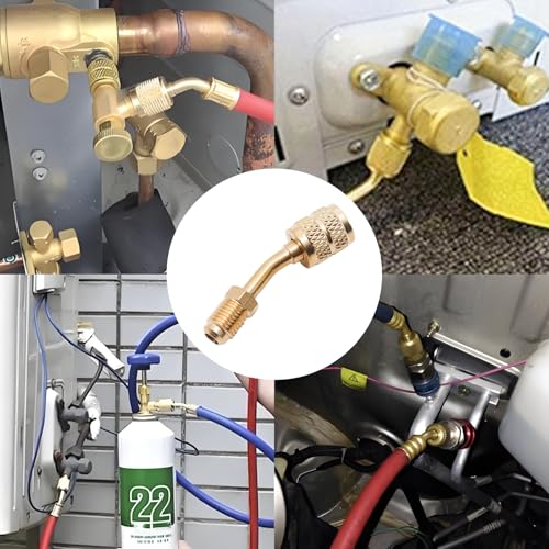 Yinluluna R410A Mini Split Adapter 45° Angle, Brass, 1 Pack, Compatible with R32 R454B