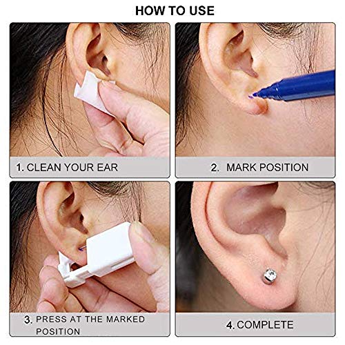 Disposable Ear Piercing Gun Kit with Studs and Cleaning Tools