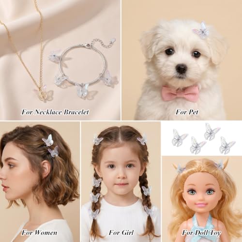 Nogeqi 12PCS Mini Butterfly Hair Clips, Glitter Small Claw Clips for Women and Girls