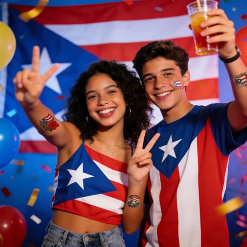 Puerto Rico Temporary Tattoos - 200+ Flag & Cultural Designs, 8 Sheets