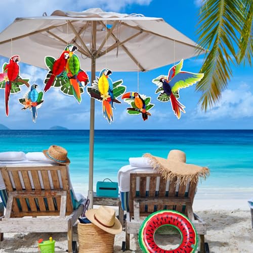 Tropical Birds Parrot Honeycomb Cutouts - 6 Pack for Luau Party