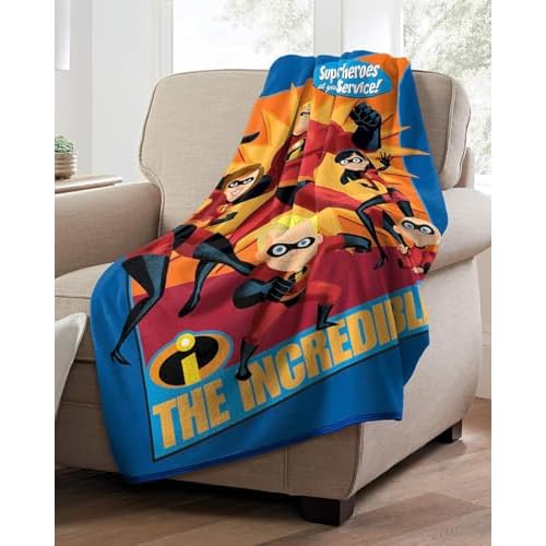 Northwest Incredibles Micro Raschel Throw Blanket, 46" x 60", Family Heroes