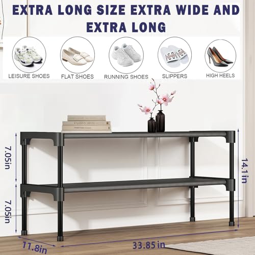 SAN HE 2-Tier Shoe Rack - Stackable Shoe Organizer for Entryway