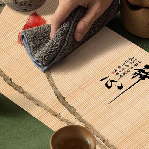 Asian Style Bamboo Table Runner - Meditation Design, 12x72 Inch