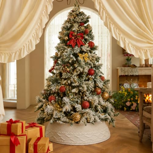Cream Knit Christmas Tree Collar - Large 23-30 Inch Holiday Decor