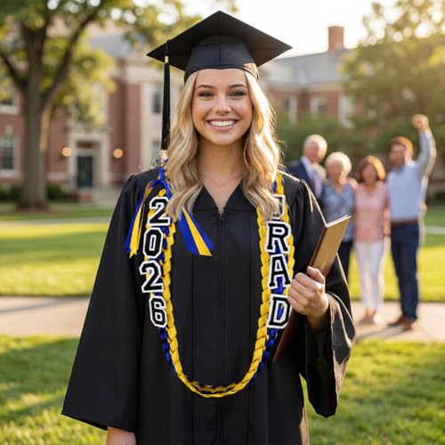 2026 Graduation Ribbon Lei with Brooches - Double-Sided Garland for DIY
