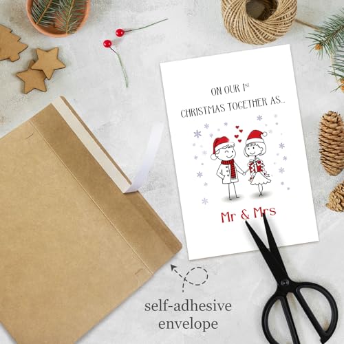 Romantic First Christmas Card for Couples - Keepsake Greeting Card