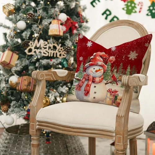 RABUSOFA Christmas Snowman Pillow Cover 18x18 - Holiday Decor