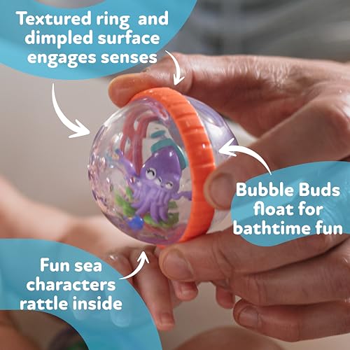 Nuby Bubbly Buds Interactive Bath Toys - 4-Pack Sensory Water Toys
