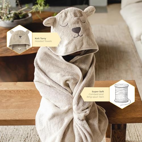 Burt's Bees Baby Toddler Hooded Animal Character Towels Organic Cotton, Unisex Bath Essentials, Soft Nursery Towel for Kids