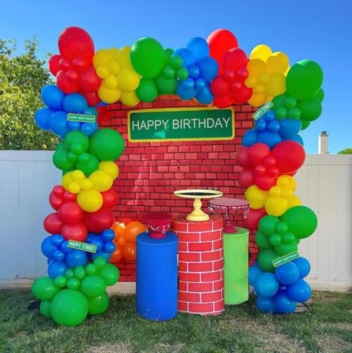 129PCS Colorful Balloon Arch Kit - Red, Yellow, Blue, Green