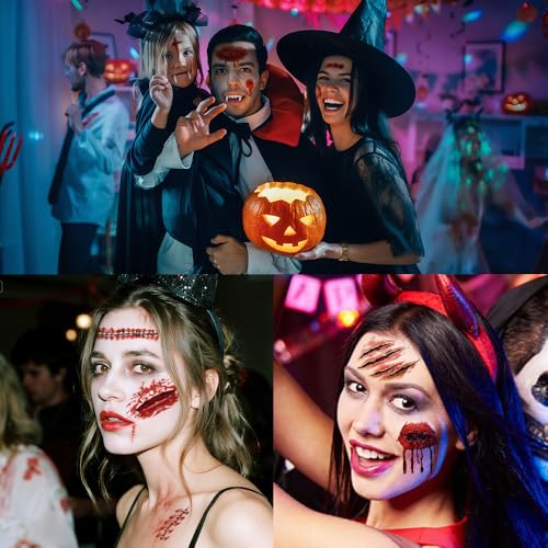 Halloween Temporary Scar Tattoos - 30 Sheets Realistic Waterproof Fake Wounds