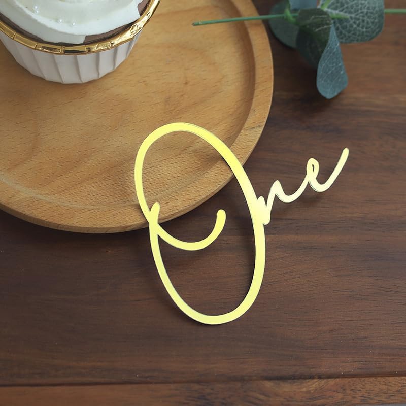 Skiennix Acrylic Mirror Cake Topper - Elegant Gold Baptism Decoration for 1st Birthday & Wedding