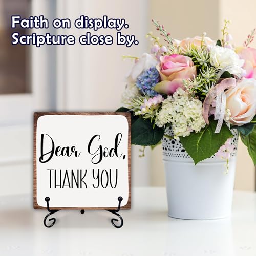 Christian Wooden Sign with Metal Stand - Rustic Faith Decor for Office & Home