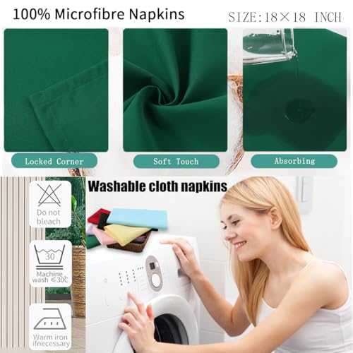 Kelly Green Washable Cloth Napkins Set of 24 - 18x18 Inch Table Linens