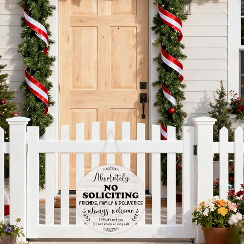 No Soliciting Wood Hanging Sign - Rustic Front Door Decor