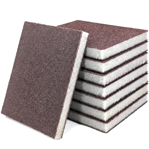 8 Pack Heavy-Duty Carborundum Scouring Sponge Pads for Kitchen Cleaning