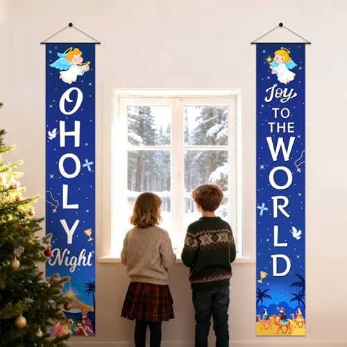 Outdoor Nativity Banner 71x12 Inch - Weatherproof Holiday Decor Set