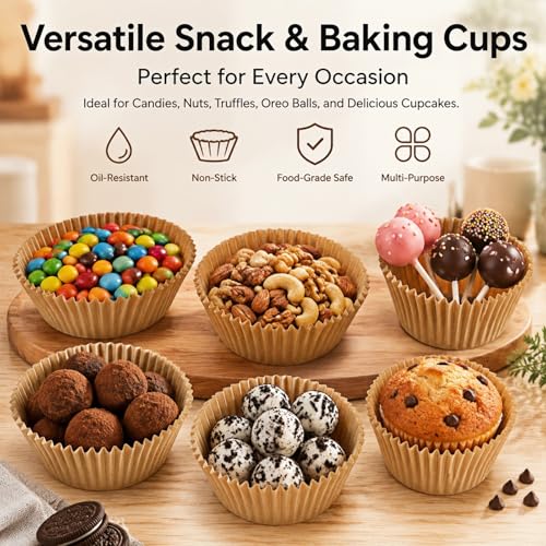 Non-Stick Cupcake Liners - Greaseproof Baking Cups, 200 Pack
