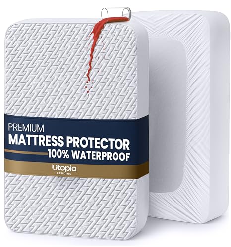 Utopia Bedding Twin Waterproof Mattress Protector White 15" Deep Pocket