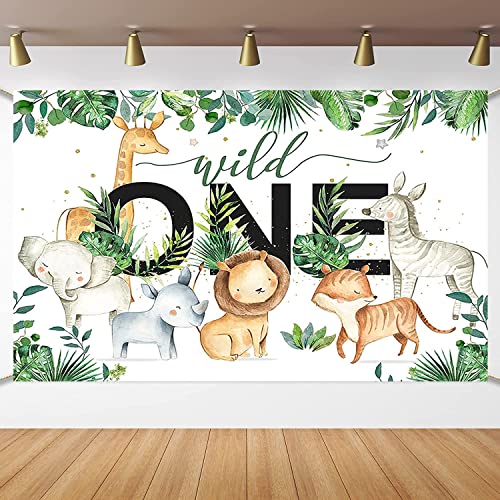 Jungle Animals 1st Birthday Backdrop Banner - 70.8 x 47.2 in