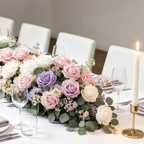 Aegero 25-Piece Ivory Foam Artificial Roses with Bendable Stems