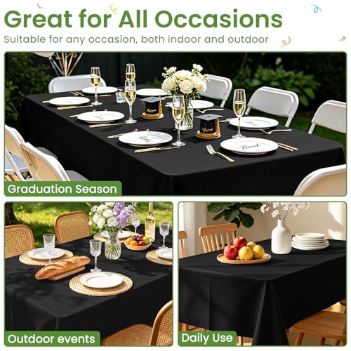 2 Pack Waterproof Black Disposable Tablecloths 54x108 in