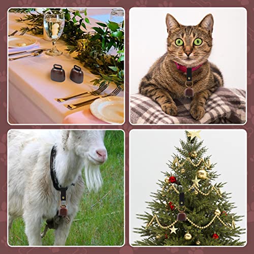 4Pcs Loud Bear Bells with Whistles and PU Leather Keychains, Bear Bells for Hiking and Loud Whistles, Cow Bells, Dog Bells