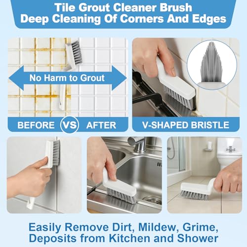 11-Piece Grout Cleaning Brush Set with Steel Scrapers for Deep Scrubbing