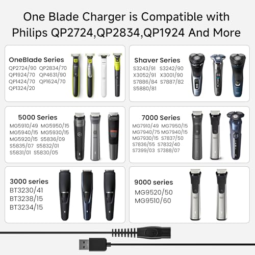 5V USB Charger Cord for Philips Norelco OneBlade & Beard Trimmer