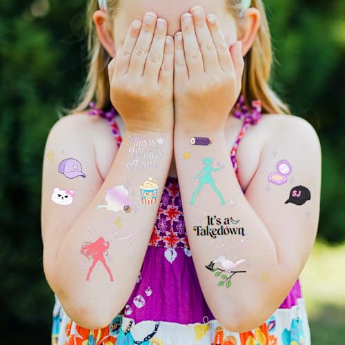 Cartoon Theme Temporary Tattoos Iridescent Foil Party Favors 108 Pcs
