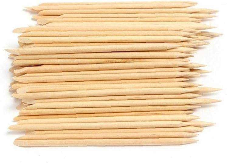 20 Pcs Wood Cuticle Pusher Orange Wood Sticks for Manicure Nail Art