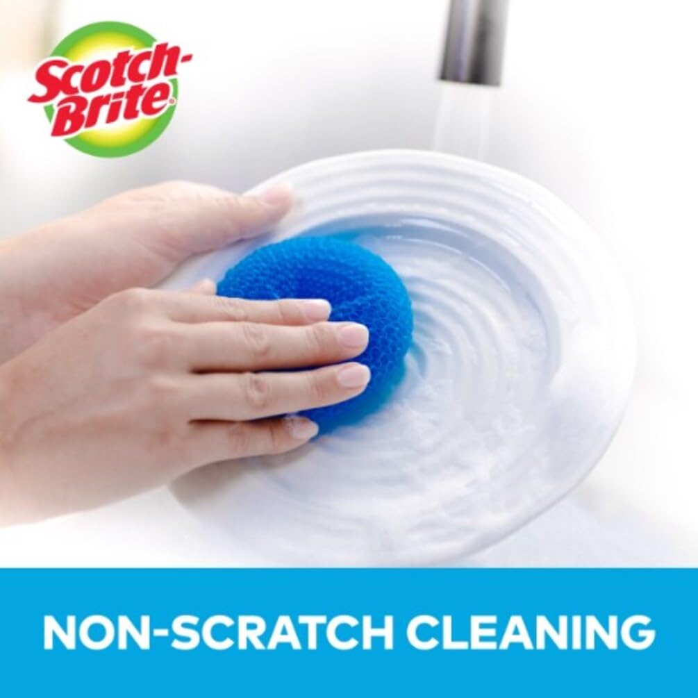 Scotch-Brite Non-Scratch Scouring Pads – Plastic Dish Scrubbers for Kitchen Cleaning, Safe on Non-Stick Cookware & Surfaces, Easy-Rinse Reusable Scrub Pads for Dishes and Pots, 12 Scrubbing Pads Pack