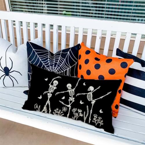 PANDICORN Halloween Throw Pillow Cover - Dancing Skeleton 12x20