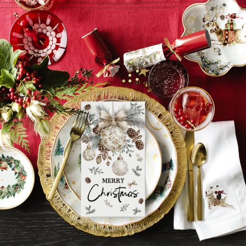 100 Pcs Christmas Paper Napkins - Elegant Holiday Ornament Design, 2-Ply