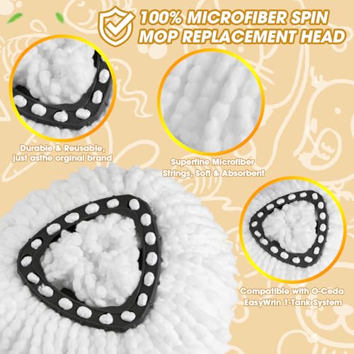 APOCHON Microfiber Spin Mop Replacement Heads - 3 Pack Refill