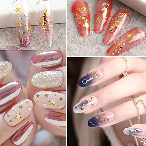 Vezocim Gold Nail Art Stickers - 6 Sheets Starry Sky Moon & Constellation Decals