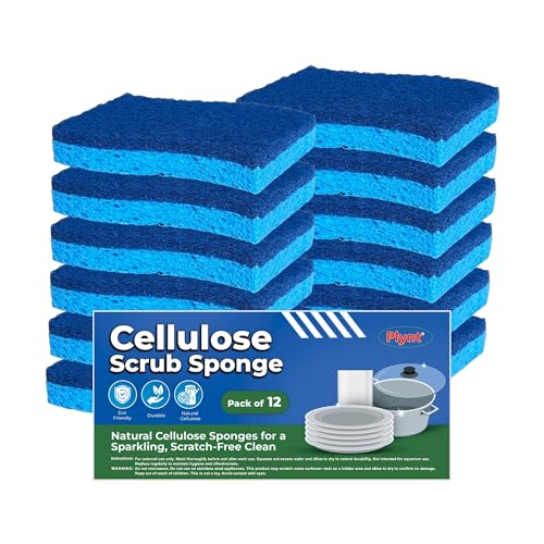 Plynt Non-Scratch Scrub Sponges for Dishes & Kitchen - 12 Pack