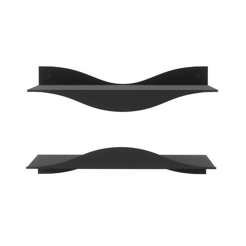 Umbra Surf Shelf Set of 2 – Black Metal Floating Shelves for Wall Storage & Décor, Modern Wave Design, 100% Steel, Holds 15 lbs. Each, Easy Installation Shelving for Bedroom, Living Room & Office